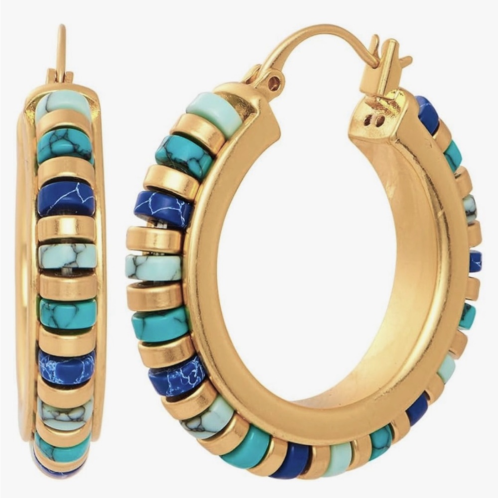 NWOT Multi-stone Hoop Earrings